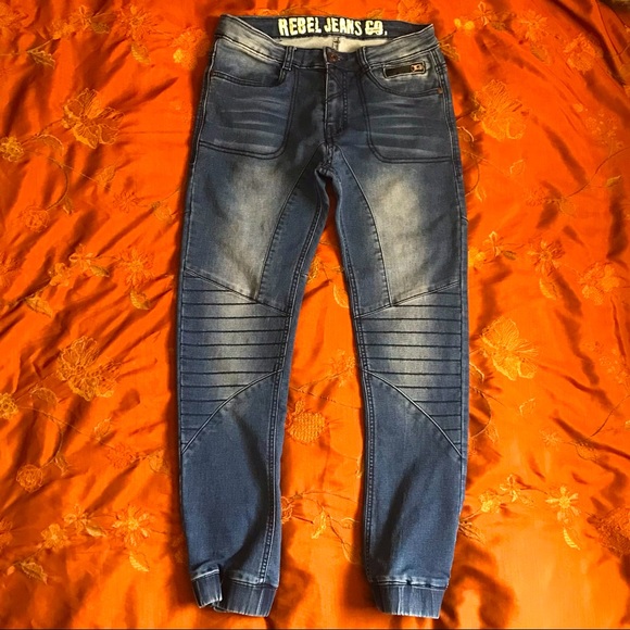 NWOT REBEL JEANS CO FRENCH TERRY STRETCH KNITTED MOTO YOUTH SIZE 12 JEANS NEW! - Picture 2 of 14